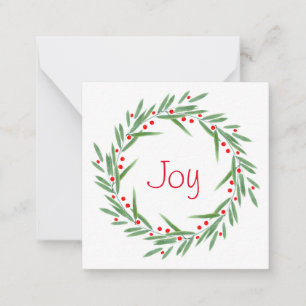 Watercolor Leaves and Berries Wreath Card