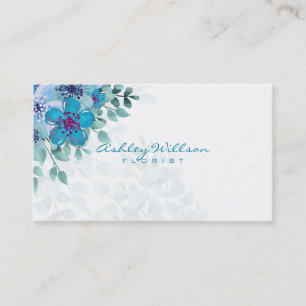 Watercolor Leaves And Flowers Business Card