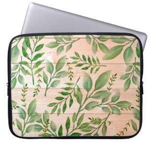 Watercolor Leaves And Twigs Laptop Sleeve