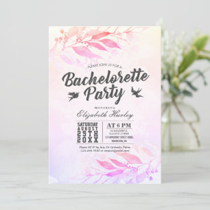 Watercolor Leaves Bachelorette Party Bridal Shower Invitation