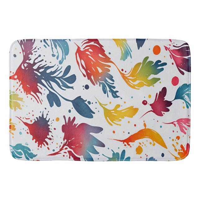 Watercolor Leaves Bath Mat (Front)