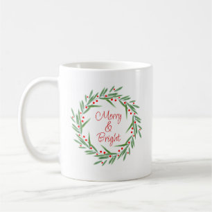 Watercolor Leaves & Berries Wreath  Coffee Mug