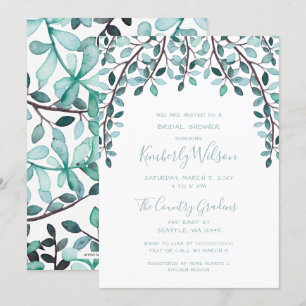 Watercolor Leaves Botanical Bridal Shower Invitation