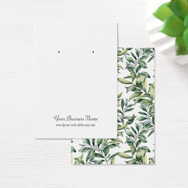 Watercolor Leaves Custom Earring Card (Desk)