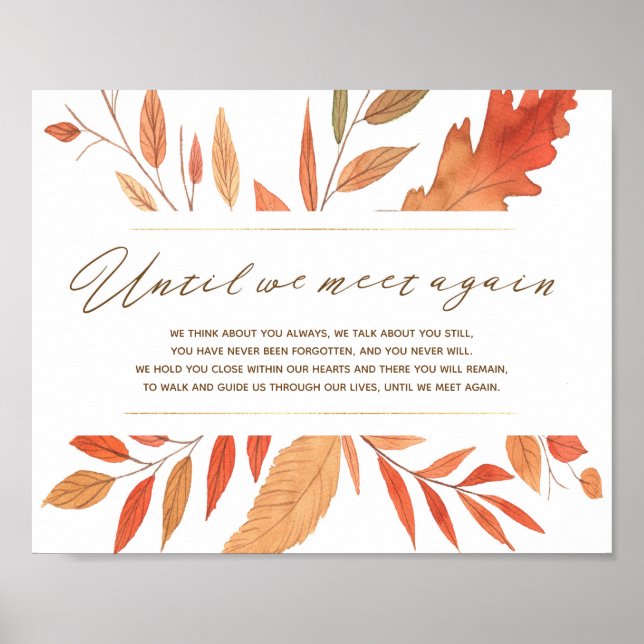 Watercolor Leaves Fall Wedding Poem Memorial Sign (Front)