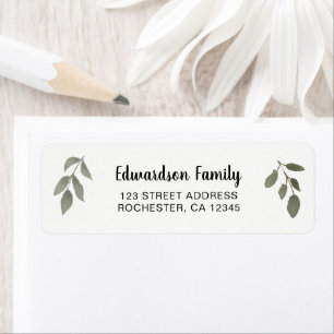 Watercolor leaves family name return address