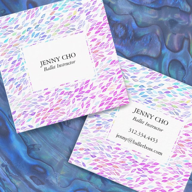 Watercolor Leaves Feathers Flow Modern Design Square Business Card (Creator Uploaded)