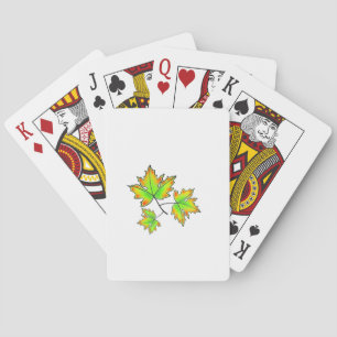 Watercolor leaves green yellow red Maple Leaf Playing Cards