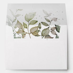 Watercolor leaves greenery for 5x7 card envelope