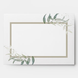 Watercolor leaves greenery for 5x7 card envelope