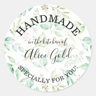 Watercolor Leaves HANDMADE for You   Canning Gifts Classic Round Sticker