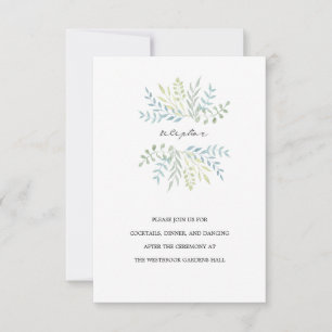 Watercolor Leaves in Green Hues Wedding Invitation
