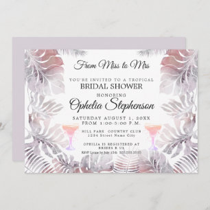 Watercolor Leaves in Rose Pink and Mauve Invitation