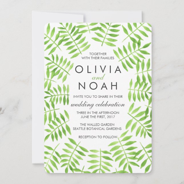Watercolor Leaves Invitation (Front)