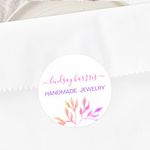 Watercolor Leaves Jeweller Classic Round Sticker
