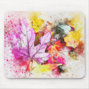 Watercolor Leaves Mouse Mat