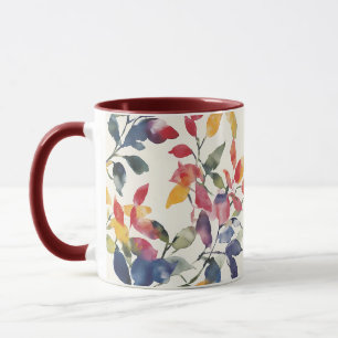 Watercolor leaves mug
