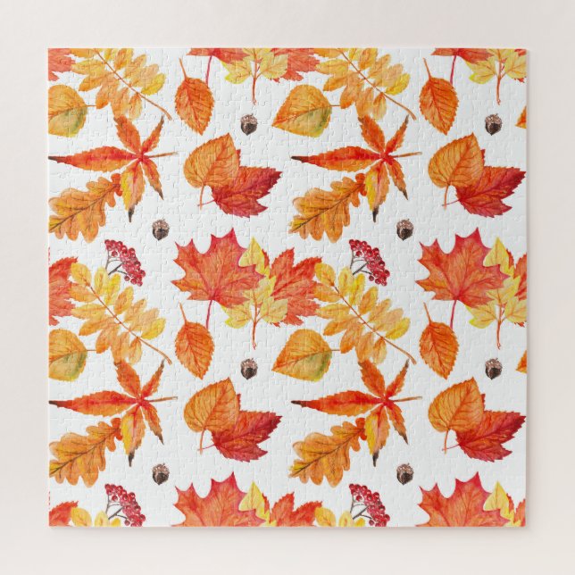 Watercolor leaves, natural seamless pattern. jigsaw puzzle (Vertical)