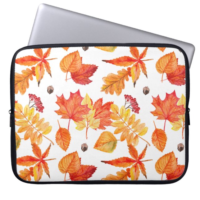 Watercolor leaves, natural seamless pattern. laptop sleeve (Front)