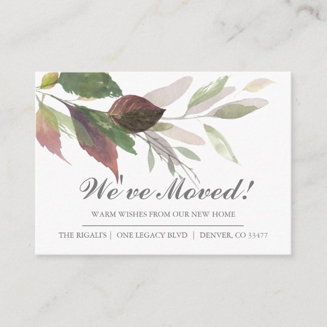 Watercolor Leaves New Home Moving Announcement (Front)