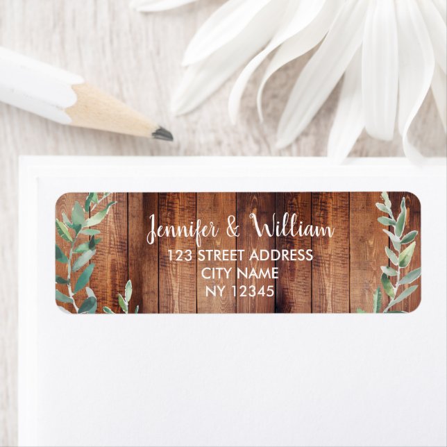 Watercolor leaves on rustic barn wood wedding (Insitu)