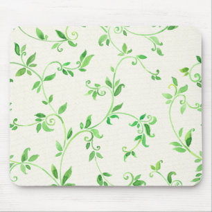 Watercolor leaves pattern mouse mat