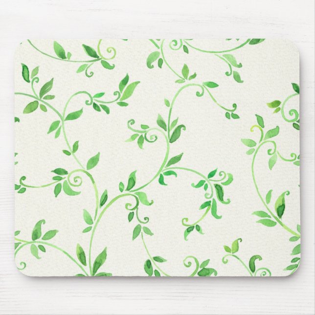 Watercolor leaves pattern mouse mat (Front)