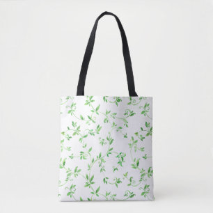 Watercolor leaves pattern tote bag