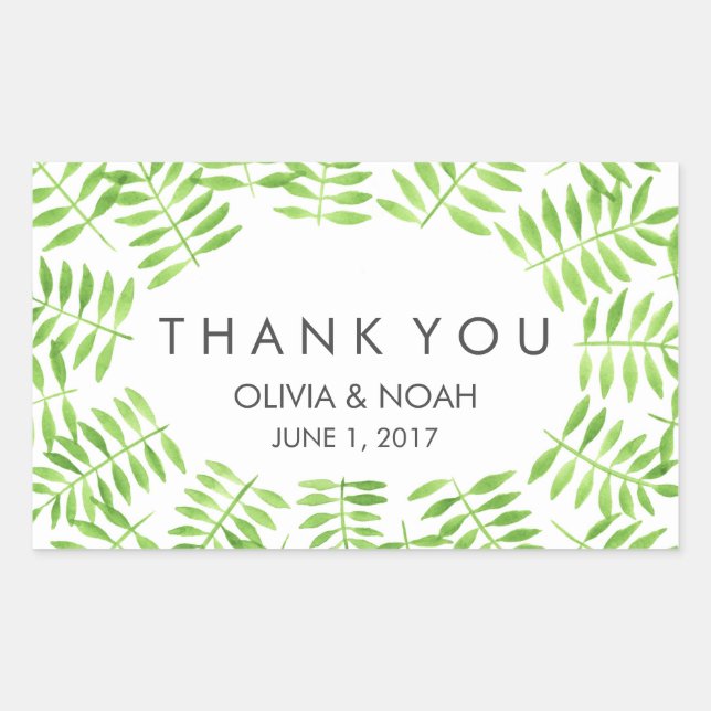 Watercolor Leaves Rectangular Sticker (Front)