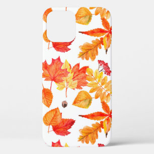 Watercolor leaves seamless pattern iPhone 12 case