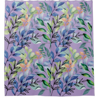 Watercolor leaves Shower Curtain