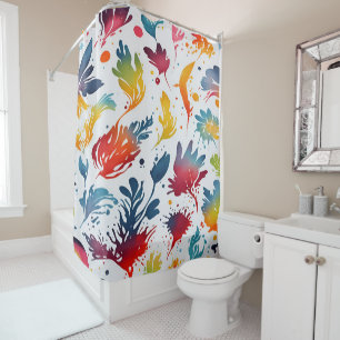 Watercolor Leaves Shower Curtain