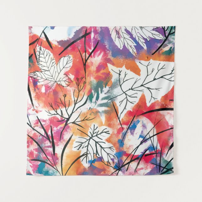 Watercolor leaves tapestry (Front)
