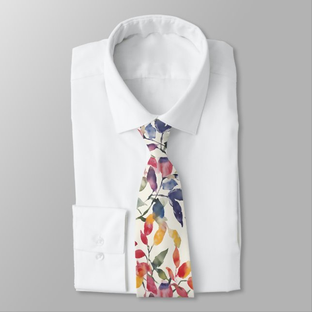 Watercolor Leaves Tie (Tied)