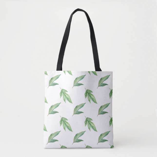 watercolor leaves tote bag (Front)