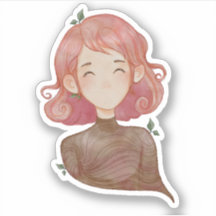 Watercolor Leaves & Tree Girl Character