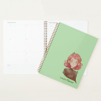 Watercolor Leaves & Tree Girl Character Planner