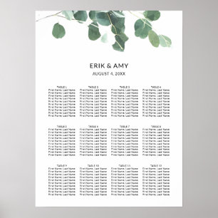 Watercolor Leaves Wedding Seating Chart