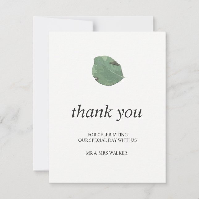 Watercolor leaves wedding thank you - flat (Front)