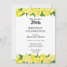 Watercolor Lemon 20th Birthday Photo Party