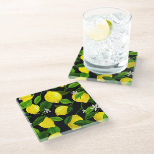 Watercolor Lemon 2 Glass Coaster