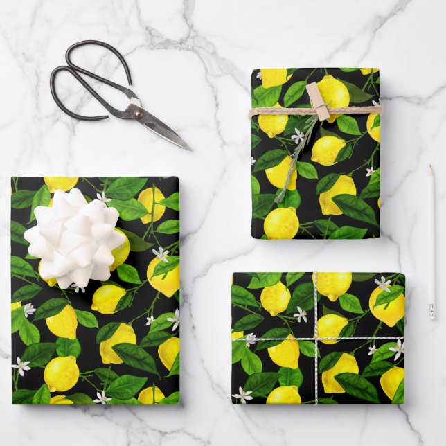 Watercolor Lemon 2 Wrapping Paper Sheet (Front)