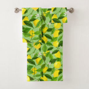 Watercolor Lemon 3 Bath Towel Set