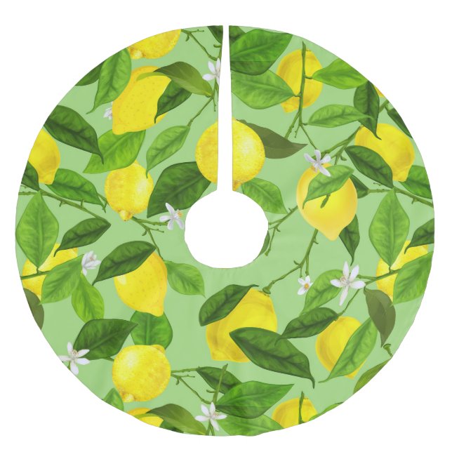 Watercolor Lemon 3 Brushed Polyester Tree Skirt (Front)