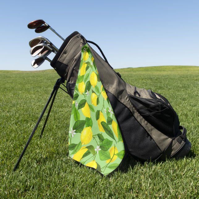Watercolor Lemon 3 Golf Towel (Green)