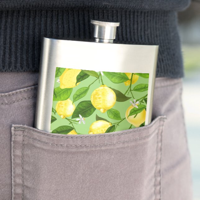 Watercolor Lemon 3 Hip Flask (In Situ)