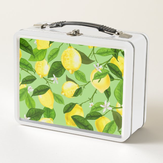 Watercolor Lemon 3 Metal Lunch Box (Front)
