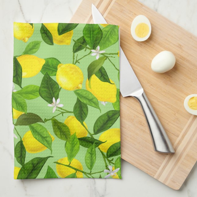 Watercolor Lemon 3 Tea Towel (Quarter Fold)