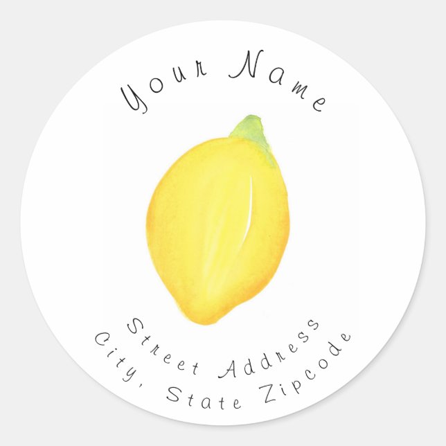 Watercolor Lemon Address Label (Front)