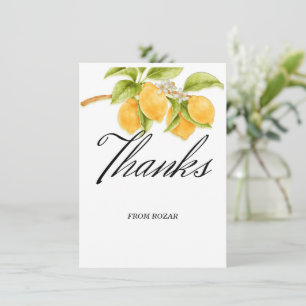 Watercolor Lemon and Blossoms Birthday Thank You